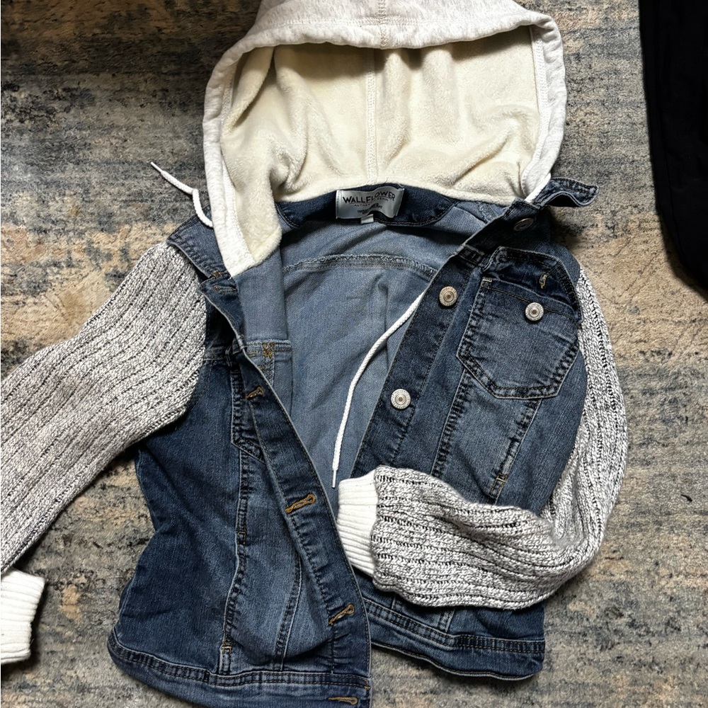 Wallflower Denim Jacket with Cream Sherpa Hood